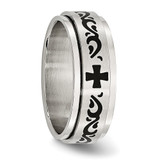 Chisel Stainless Steel Brushed and Polished Enamel Rotating Swirl Design 8mm Band - SR-99E2B68B-7763