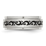 Chisel Stainless Steel Brushed and Polished Enamel Rotating Swirl Design 8mm Band - SR-B7B28878-3966