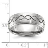Chisel Stainless Steel Brushed and Polished Scroll Design 8mm Ridged Edge Band - SR-8D24E40F-3338