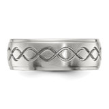 Chisel Stainless Steel Brushed and Polished Scroll Design 8mm Ridged Edge Band - SR-BECC8041-2776