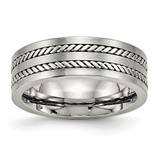 Chisel Stainless Steel Brushed and Polished Twisted 7mm Band - SR-2506775A-9155