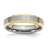 Chisel Stainless Steel Brushed and Polished Yellow IP-plated 5mm Beveled Edge Band - SR-146E7468-8925