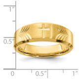 Chisel Stainless Steel Brushed and Polished Yellow IP-plated Diamond-cut Cross 8mm Tapered Band - SR-7817C7EF-9566