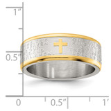 Chisel Stainless Steel Brushed and Polished Yellow IP-plated Lord's Prayer 8mm Band - SR-978EE9DD-3116