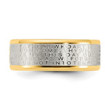 Chisel Stainless Steel Brushed and Polished Yellow IP-plated Lord's Prayer 8mm Band - SR-E46401F6-4054