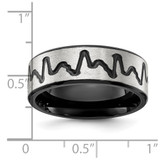 Chisel Stainless Steel Brushed Black IP-plated Heartbeat 8mm Band - SR-69F60376-2696
