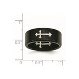 Chisel Stainless Steel Brushed Black IP-plated with Cross 9mm Band - SR-01BDD8AB-5964