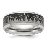 Chisel Stainless Steel Brushed Center with Laser Design Mountains 8mm Band - SR-EEA0C784-5599