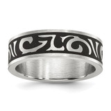 Chisel Stainless Steel Brushed Enameled Swirl Design 7mm Band - SR-B9F6073E-3620