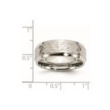 Chisel Stainless Steel Brushed Polished and Hammered 8mm Beveled Edge Band - SR-14F6BF96-1756