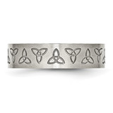 Chisel Stainless Steel Brushed with Engraved Trinity Symbol 6mm Band - SR-9BB4298D-1602