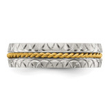 Chisel Stainless Steel Brushed, Polished and Textured Yellow IP-plated Center 6mm Band - SR-74DEB3A2-4475