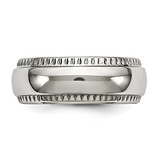 Chisel Stainless Steel Polished 8mm Textured Edged Band - SR-93B3B514-9154