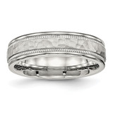 Chisel Stainless Steel Polished and Hammered 6mm Grooved Band - SR-799D19D2-2212