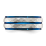 Chisel Stainless Steel Polished and Sand-blasted Faceted Blue IP-plated 8mm Band - SR-8603B043-5561