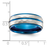 Chisel Stainless Steel Polished and Sand-blasted Faceted Blue IP-plated 8mm Band - SR-E005555F-7440