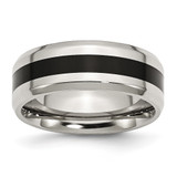 Chisel Stainless Steel Polished Black Enamel 8mm Beveled Edge Band - SR-CF02474D-2053