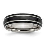 Chisel Stainless Steel Polished Black IP-plated 6mm Grooved Band - SR-1CD49B84-6065