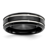 Chisel Stainless Steel Polished Black IP-plated 7mm Grooved Band - SR-6C60EF59-2703