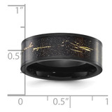 Chisel Stainless Steel Polished Black IP-plated Black and Gold Foil Inlay 8mm Band - SR-FC577398-8962