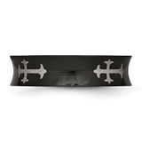 Chisel Stainless Steel Polished Black IP-plated Cross 6mm Concave Band - SR-EA828922-8969
