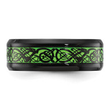 Chisel Stainless Steel Polished Black IP-plated Dragon Design with Green Glow in the Dark Enamel 8mm Band - SR-5512D3ED-7153