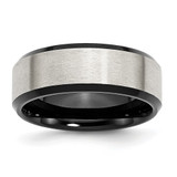 Chisel Stainless Steel Polished Black IP-plated with Brushed Center 8mm Beveled Edge Band - SR-C150FA14-4984