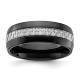 Chisel Stainless Steel Polished Black IP-plated with Carbon Fiber Inlay 8mm Band - SR-8ED3A9A5-8570