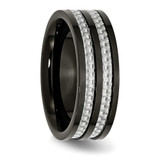 Chisel Stainless Steel Polished Black IP-plated with Grey Carbon Fiber Inlay 8mm Band - SR-26773738-9167