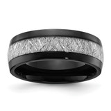 Chisel Stainless Steel Polished Black IP-plated with Imitation Meteorite Inlay 8mm Band - SR-A6057D0C-1910
