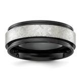 Chisel Stainless Steel Polished Black IP-plated with Scratch Finish Center 8mm Band - SR-958C38D4-1275
