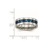 Chisel Stainless Steel Polished Blue IP-plated Checkered Design 7mm Band - SR-4F80F16E-7742