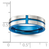 Chisel Stainless Steel Polished Blue IP-plated Grooved 6mm Band - SR-75367AA0-3363