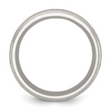 Chisel Stainless Steel Polished Etched Design Ridged Edge 7.5mm Band - SR-5A2FAFC5-4825