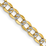 14K 20 inch 4.3mm Semi-Solid with Rhodium Pav‚ Curb with Lobster Clasp Chain
