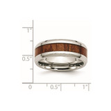 Chisel Stainless Steel Polished Red/Orange Koa Wood Enameled 8mm Band - SR-8CD763CF-9241