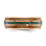 Chisel Stainless Steel Polished Rose IP-plated with Wood and Imitation Opal Inlay 8mm Band - SR-11AA0BF4-2193