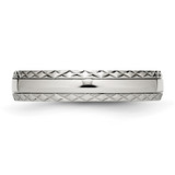 Chisel Stainless Steel Polished Satin Center Criss Cross Design 5mm Grooved Band - SR-8E16CB51-5643