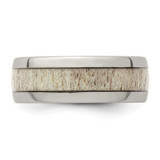 Chisel Stainless Steel Polished with Antler Inlay 8mm Band - SR-B5AC16B7-6923