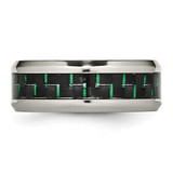 Chisel Stainless Steel Polished with Black and Green Carbon Fiber Inlay 8mm Band - SR-C5CC9386-7282