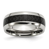 Chisel Stainless Steel Polished with Black Carbon Fiber Inlay 8mm Band - SR-4A334807-2566