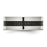 Chisel Stainless Steel Polished with Black Carbon Fiber Inlay 8mm Flat Band - SR-C3878543-5907