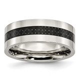 Chisel Stainless Steel Polished with Black Carbon Fiber Inlay 8mm Flat Band - SR-EDFA0DA9-7098