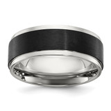 Chisel Stainless Steel Polished with Black IP-plated Brushed Center 8mm Band - SR-316C9785-1955