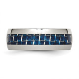 Chisel Stainless Steel Polished with Blue Carbon Fiber Inlay 8mm Band - SR-26D307F0-5564