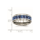Chisel Stainless Steel Polished with Blue Carbon Fiber Inlay 8mm Beveled Edge Band - SR-602B7218-4879