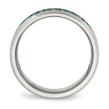 Chisel Stainless Steel Polished with Blue Imitation Opal Inlay 8mm Band - SR-3C1332E8-8058