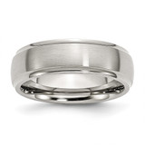 Chisel Stainless Steel Polished with Brushed Center 7mm Ridged Edge Band - SR-18C99034-2969