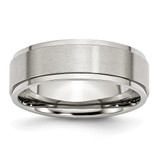 Chisel Stainless Steel Polished with Brushed Center 7mm Ridged Edge Band - SR-9BAA971C-4959