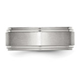 Chisel Stainless Steel Polished with Brushed Center 8mm Ridged Edge Band - SR-1433580C-3556